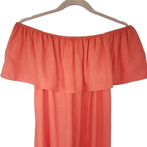 Show Me Your MuMu Orange Off The Shoulder Linen Mini Dress - Picture 7 of 11